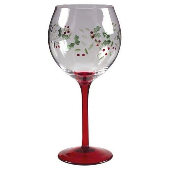 Pfaltzgraff Other - Two Pfaltzgraff set Winterberry Wine Goblets HandPainted 13oz Christmas glasses